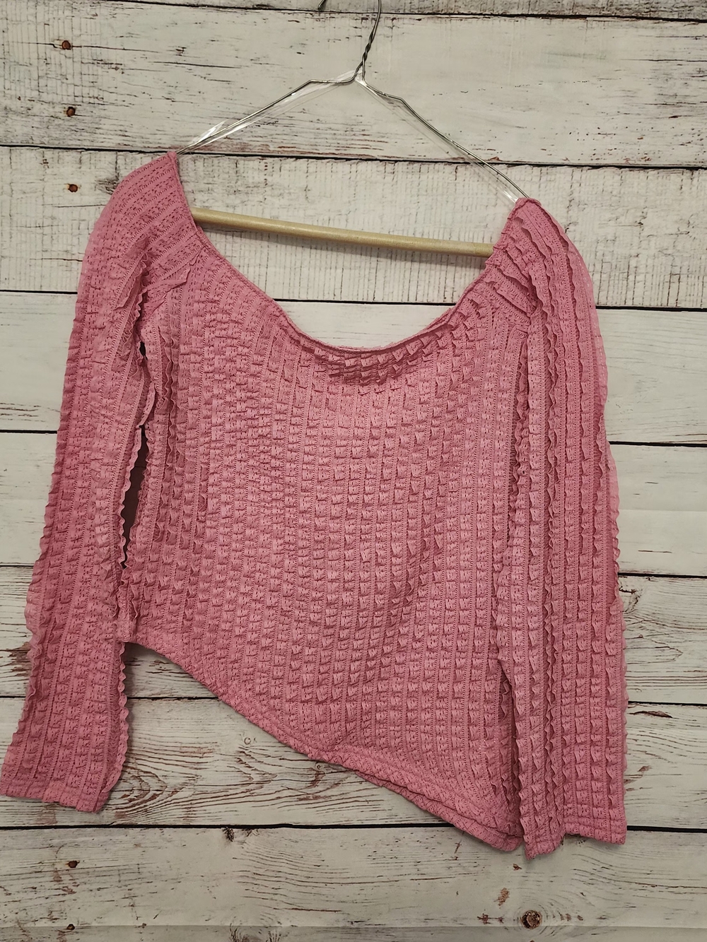Peppermayo Pink Off-Shoulder Textured Knit Sweater